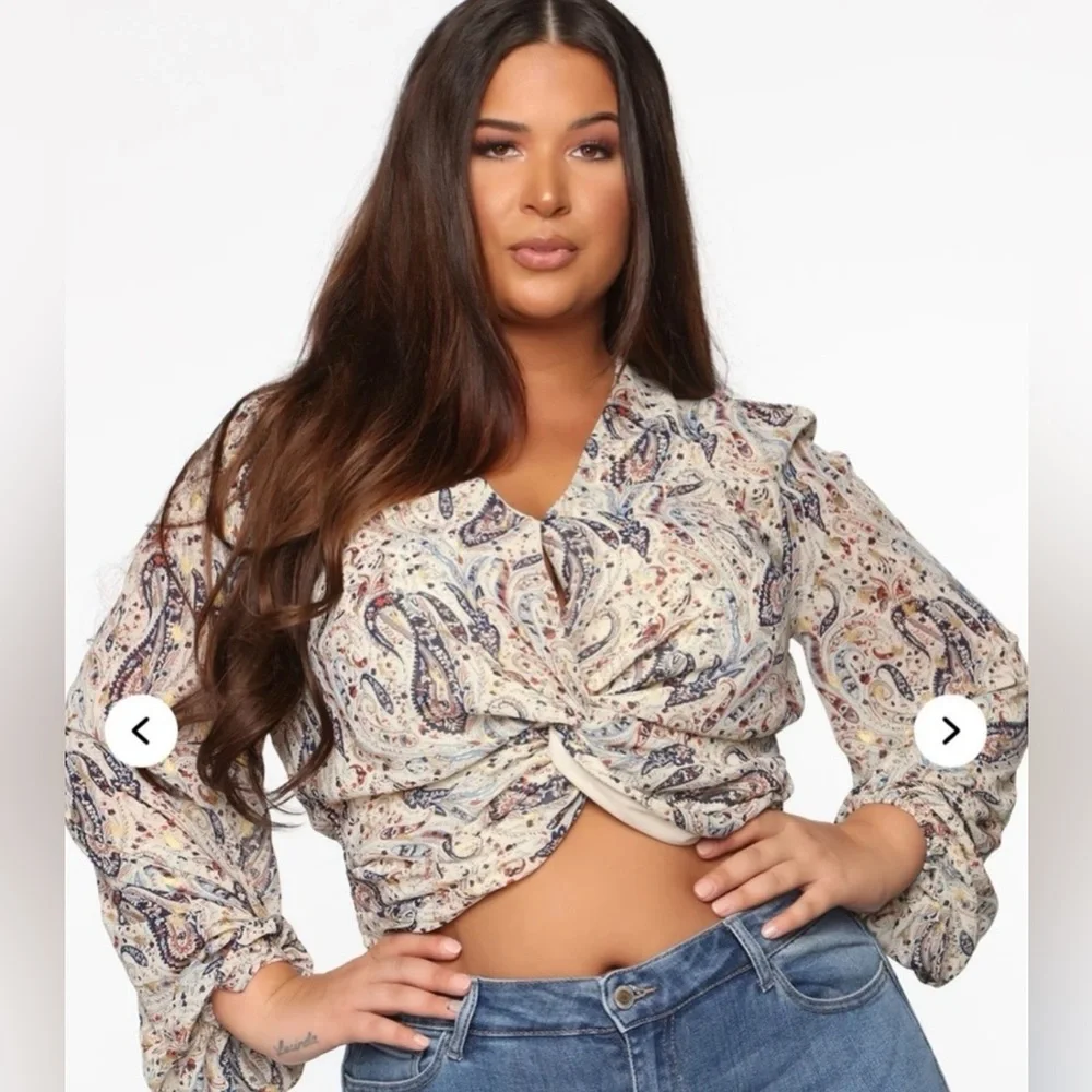 Fashion Nova Gold Flecks in Your Edges Crop Top, Paisley, XLarge, NWT - Picture 5 of 16